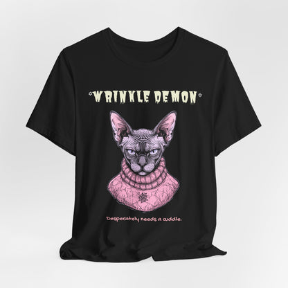 Wrinkle Demon Sphynx Cat T-Shirt fabric detail