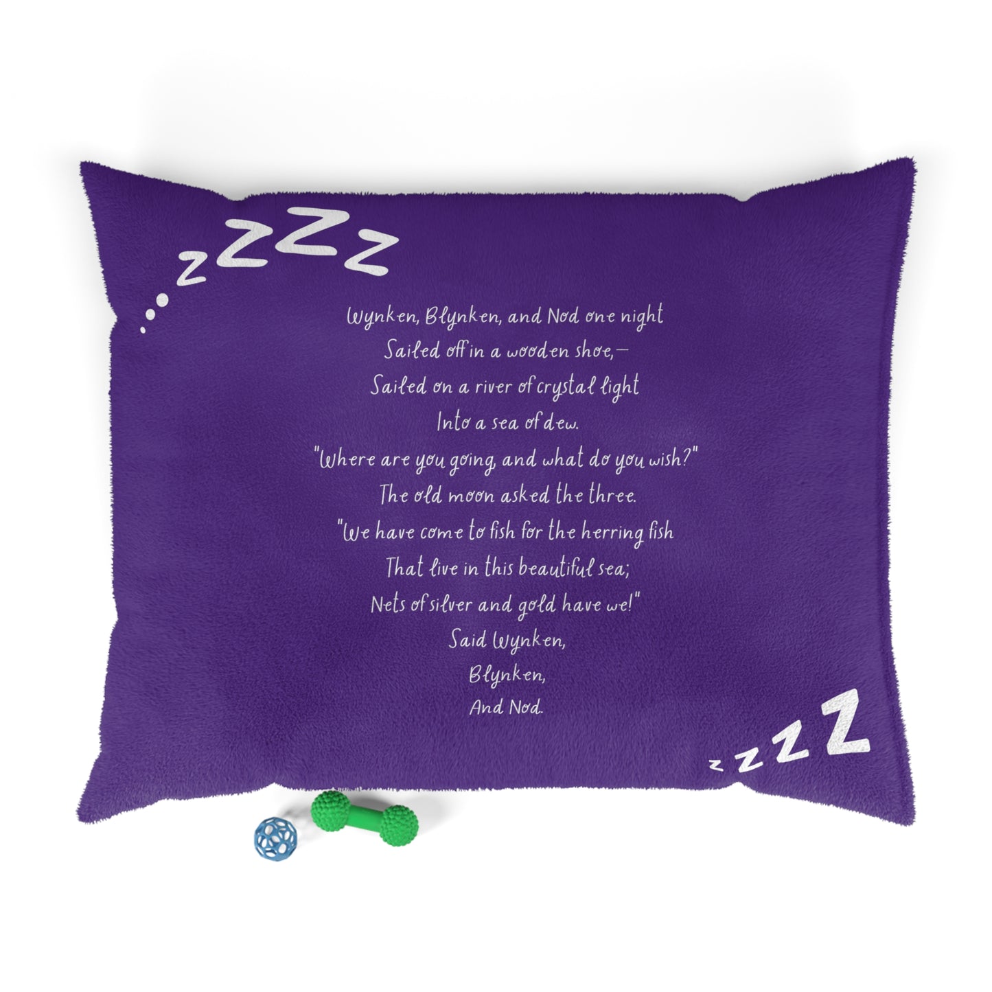 Wynken, Blynken & Nod Bedtime Poem Pet Bed shown with a dog resting on it