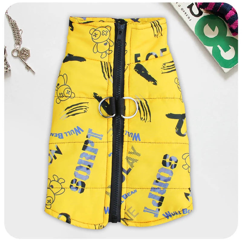yellow Full chest coverage waterproof jacket for dogs