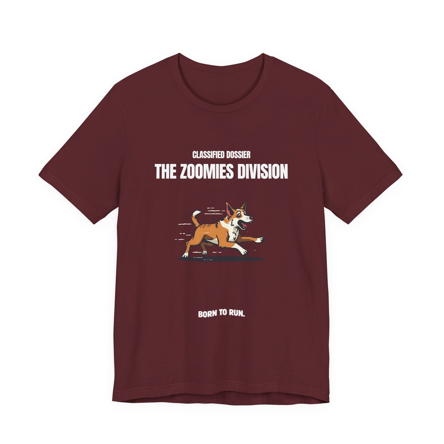 Rear view of Zoomies Division dog tee