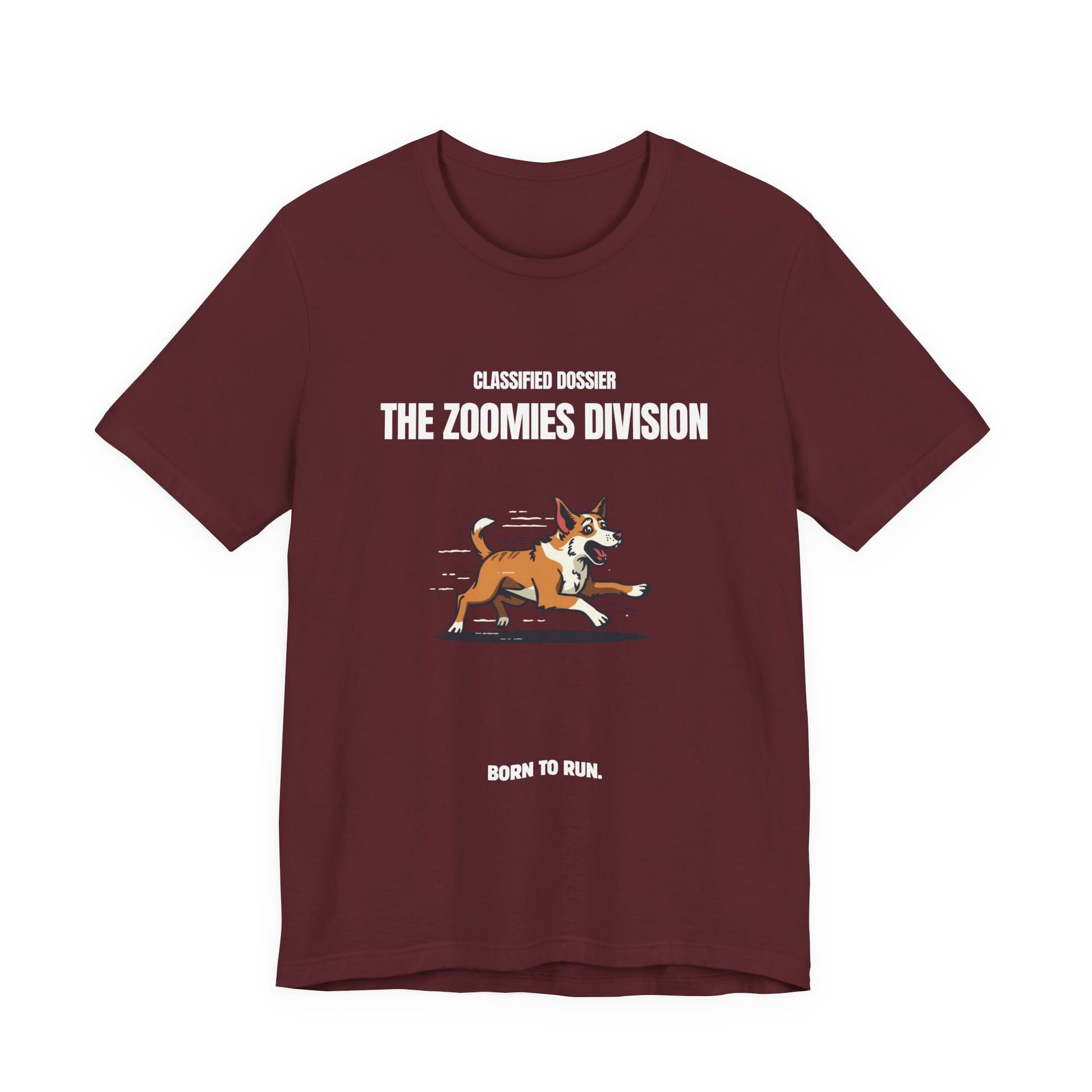 Rear view of Zoomies Division dog tee